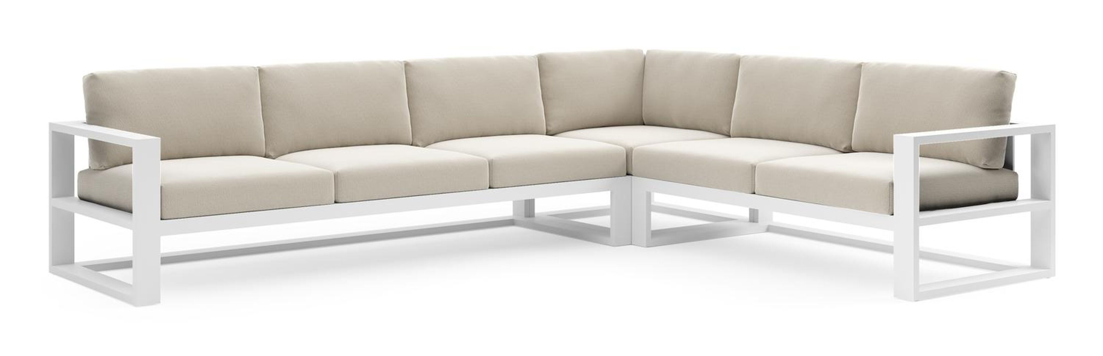 Verato loungehoek in wit aluminium met lopi marble all weather sunbrella® luxe kussen