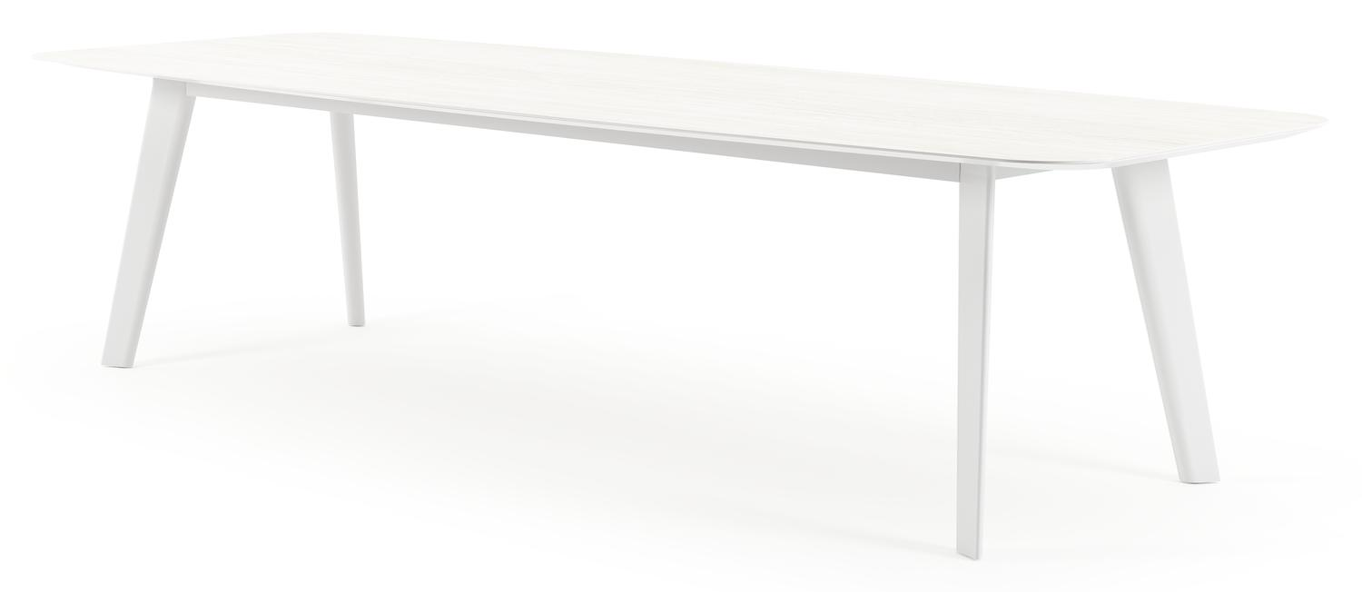 Lacrima tuintafel bootvorm in wit aluminium en volkeramiek calista - L 315 x B 115 x H 73 cm