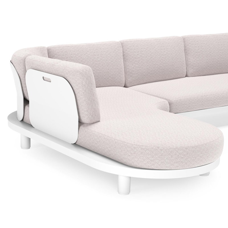 Donato loungehoek in wit aluminium met all weather sunbrella® luxe Wander Gobi kussen