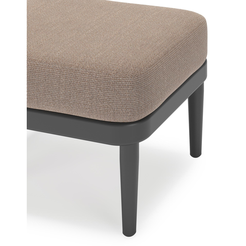Pouf Orso en aluminium noir et coussins en all weather sunbrella® luxe Savane Earth