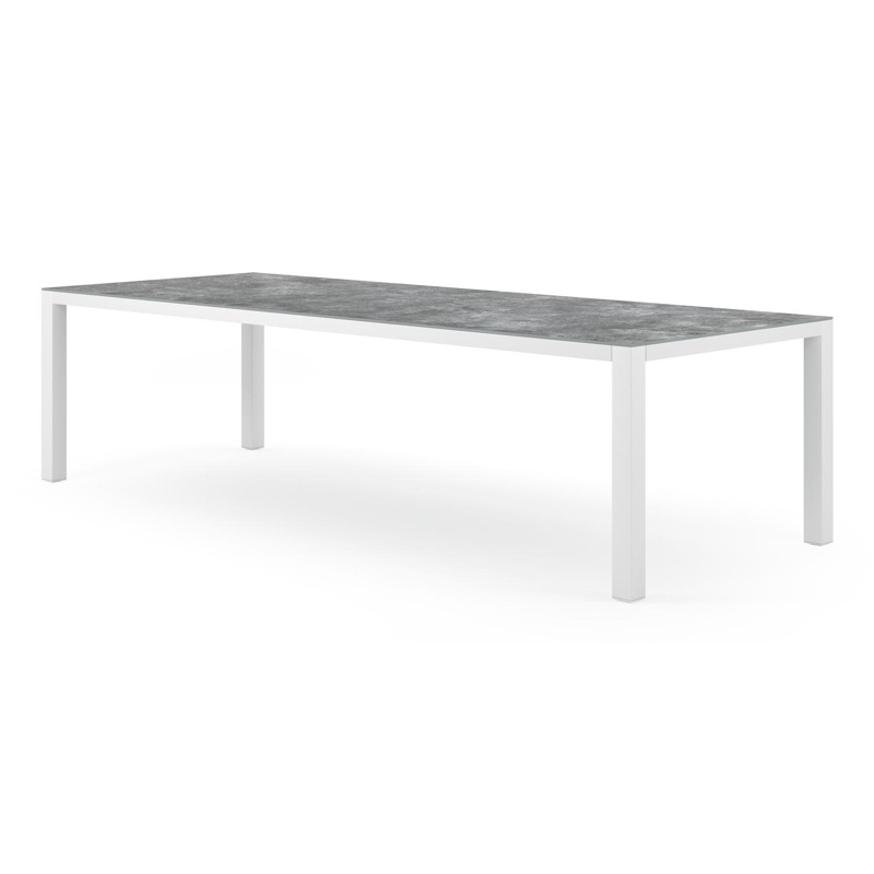 Como tuintafel rechthoekig in wit aluminium en keramisch glas grijs - L 280 x B 110 x H 75 cm