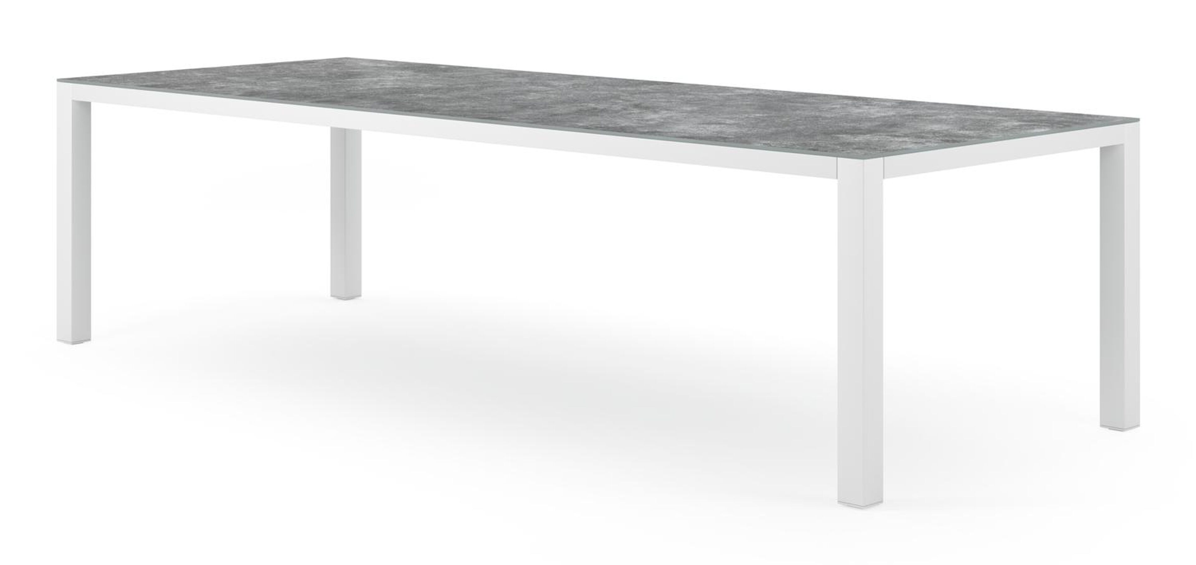 Como tuintafel rechthoekig in wit aluminium en keramisch glas grijs - L 280 x B 110 x H 75 cm