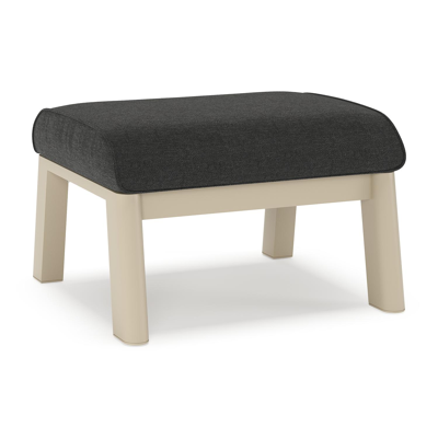 Cirello poef in beige aluminium met chartres sooty all weather sunbrella® luxe kussen