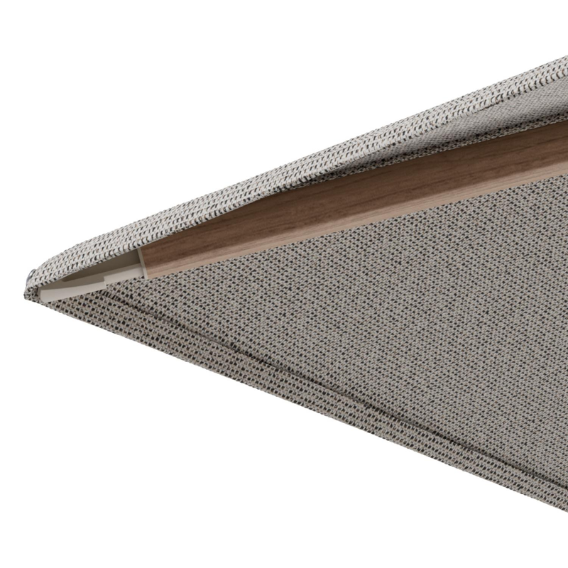 Minore zweefparasol met tiltfunctie in houtlook aluminium en Firenze Sand All Weather Solica parasoldoek - L1 280 x L2 370 cm met parasolvoet Minore 260 kg met wielen