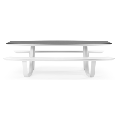 Forno picknicktafel bootvorm in wit aluminium en volkeramiek Basalt Black - L 240 x B 181 x H 72 cm