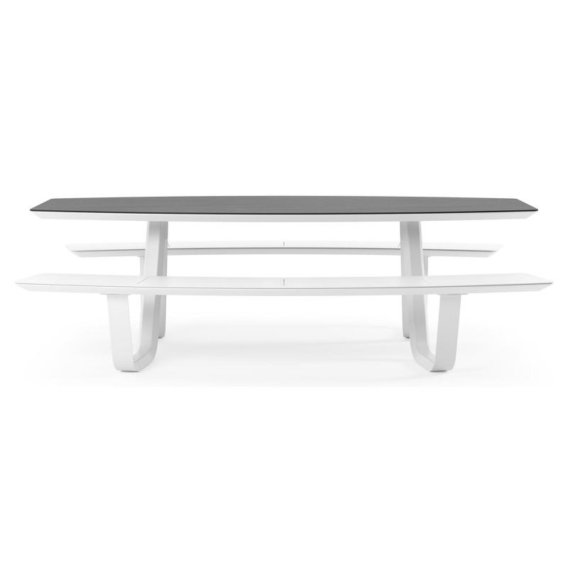 Forno picknicktafel bootvorm in wit aluminium en volkeramiek Basalt Black - L 240 x B 181 x H 72 cm