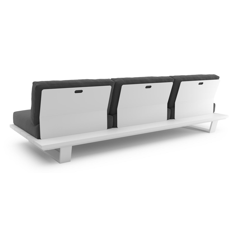 Pagino loungebank in wit aluminium met lopi shadow all weather sunbrella® luxe kussen