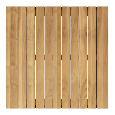 Table d'angle Verato en aluminium noir et teck naturel - Lg 88 x larg. 88 x H 31,5 cm