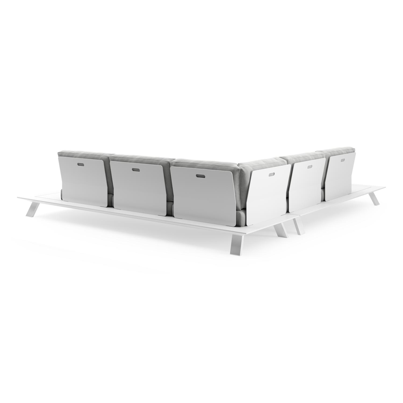 Cesano loungehoek in wit aluminium met natte grey chine all weather Sunbrella® luxe kussen