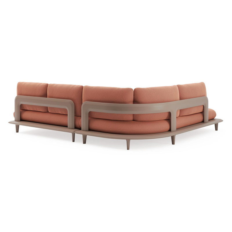 Bomero loungehoek in taupe aluminium met heritage rust all weather sunbrella® luxe kussen