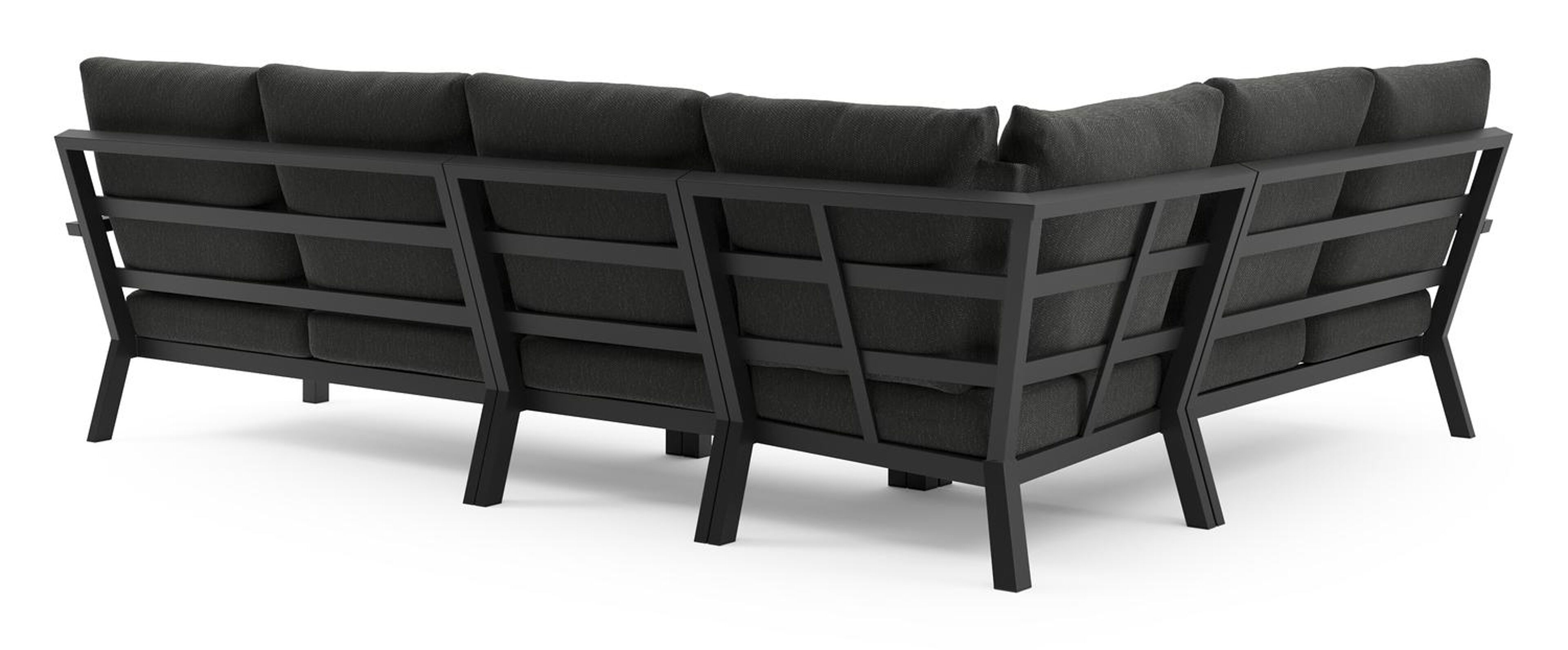 Arnes loungehoek in zwart aluminium met sky black weather+ softtouch kussen