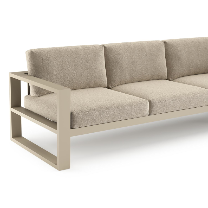 Verato loungehoek in beige aluminium met marbella sand all weather cosytica kussen