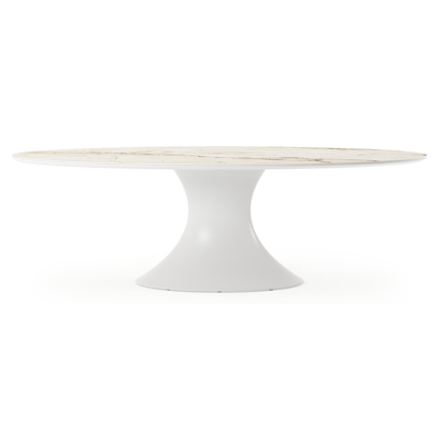 Fano tuintafel ovaal in wit aluminium en volkeramiek colorado dunes - L 240 x B 135 x H 75 cm