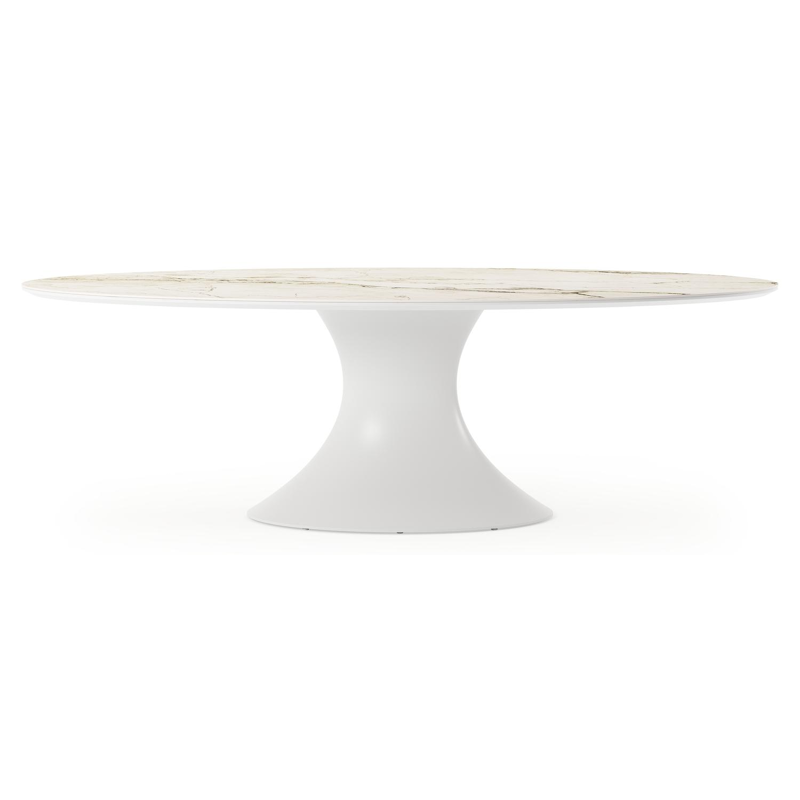 Fano tuintafel ovaal in wit aluminium en volkeramiek colorado dunes - L 240 x B 135 x H 75 cm
