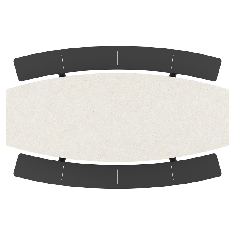 Table de pique-nique Forno forme de bateau en aluminium noir et céramique pleine - Lg.ong. 280 x - Lg. 280 x Lrg. 192 x Haut. 72 cm