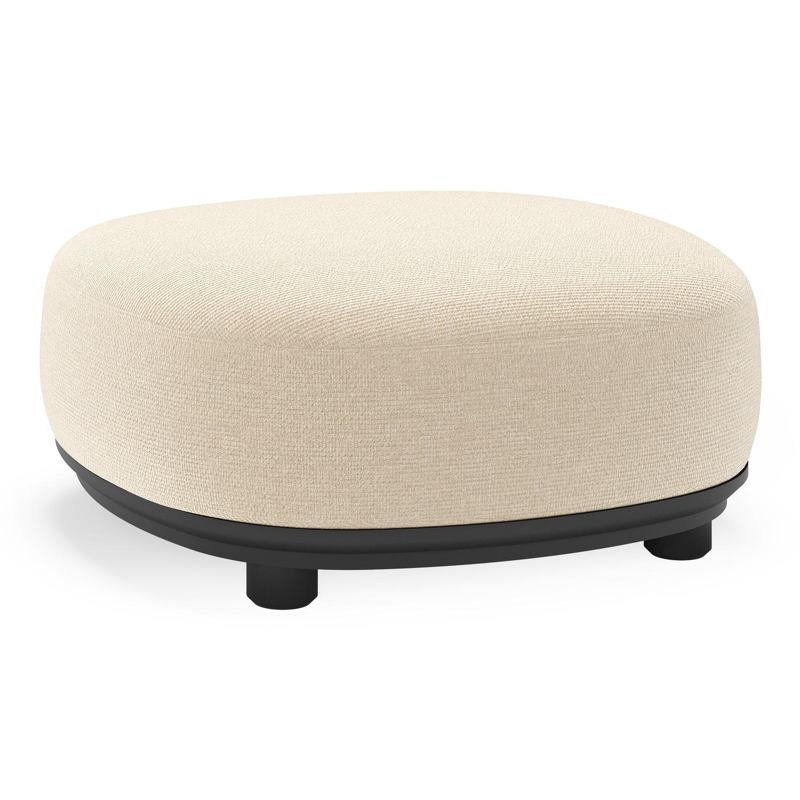 Vadelo poef in zwart aluminium met althea chalk all weather cosytica kussen