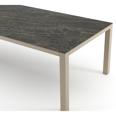 Como tuintafel rechthoekig in beige aluminium en volkeramiek Black Obsession - L 280 x B 110 x H 73 cm