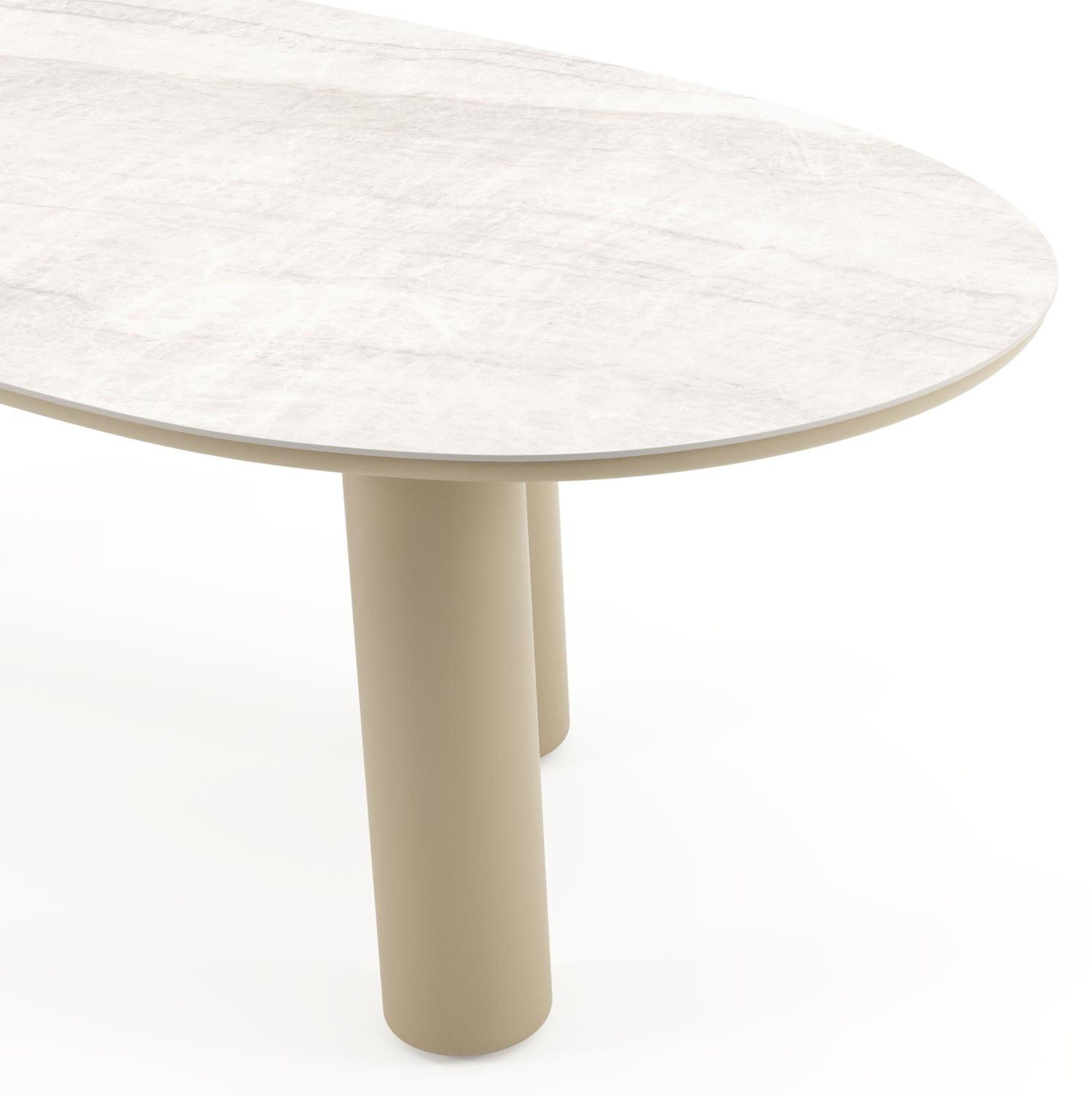 Amico tuintafel organisch in beige aluminium en volkeramiek Taj Mahal - L 240 x B 110 x H 74 cm