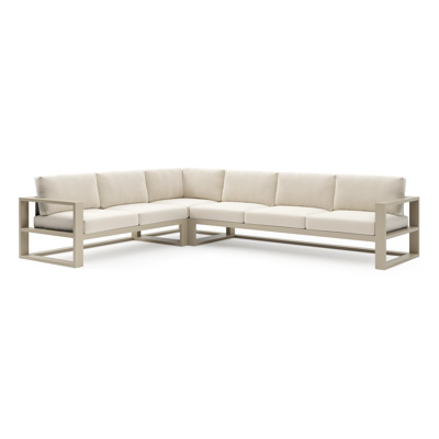 Verato loungehoek in beige aluminium met althea off white all weather cosytica kussen