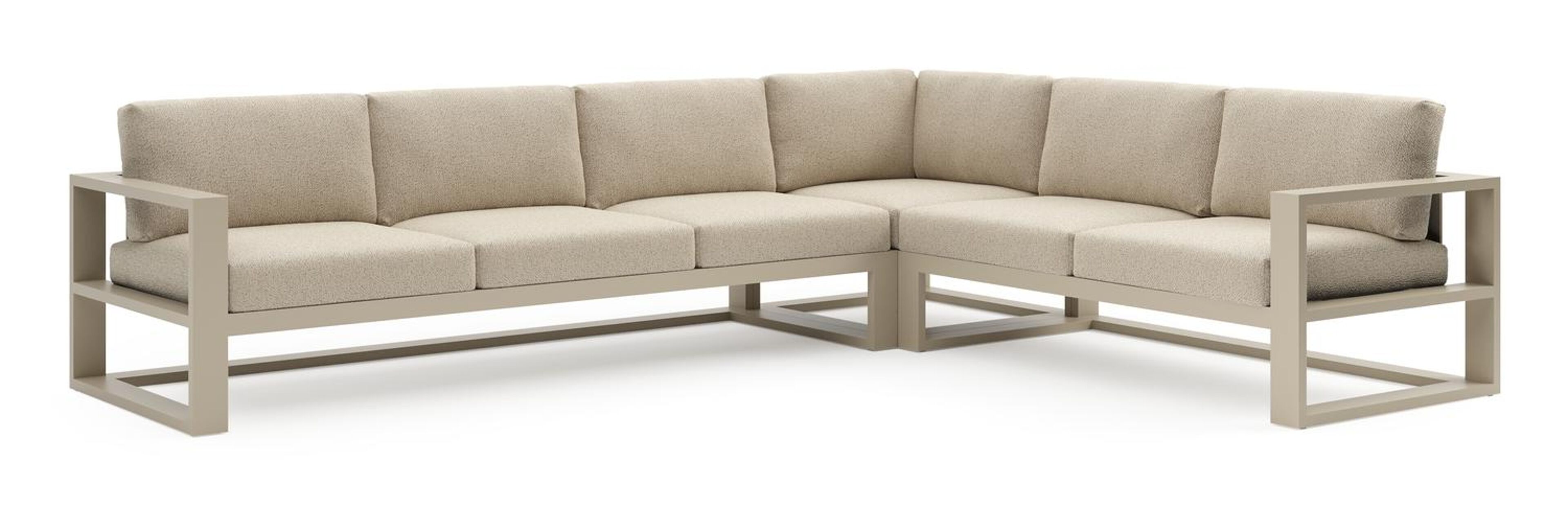 Salon de jardin d'angle Verato en aluminium beige et coussins en all weather cosytica bora forest