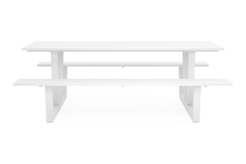 Felino picknicktafel in wit aluminium - L 220 x B 176 x H 76 cm
