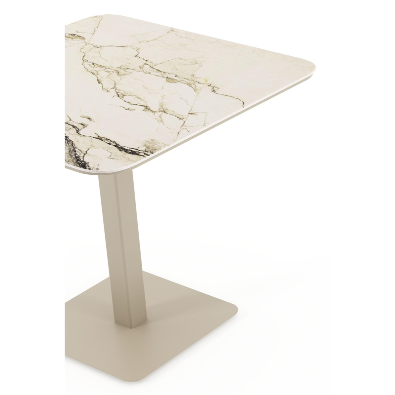Fano kantelbare tuintafel afgerond vierkant in beige aluminium en volkeramiek Colorado Dunes L 80 x B 80 x H 72.50 cm