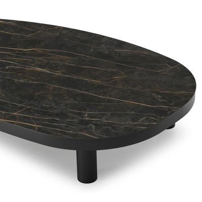 Donato loungetafel in zwart aluminium en black obsession volkeramiek - L 151 x B 90 x H 25 cm