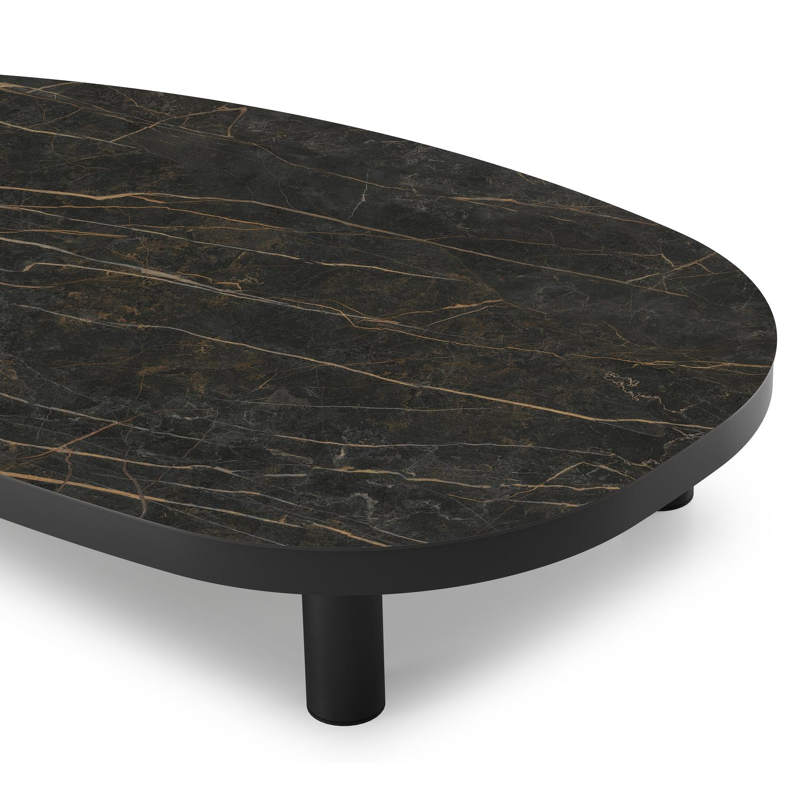 Donato loungetafel in zwart aluminium en black obsession volkeramiek - L 151 x B 90 x H 25 cm