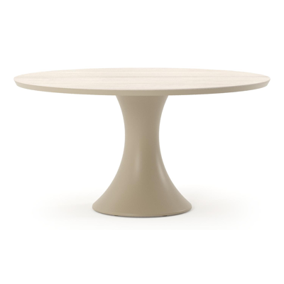 Fano tuintafel rond in beige aluminium en volkeramiek Travertino Bianco - Dia. 148 x H 74 cm