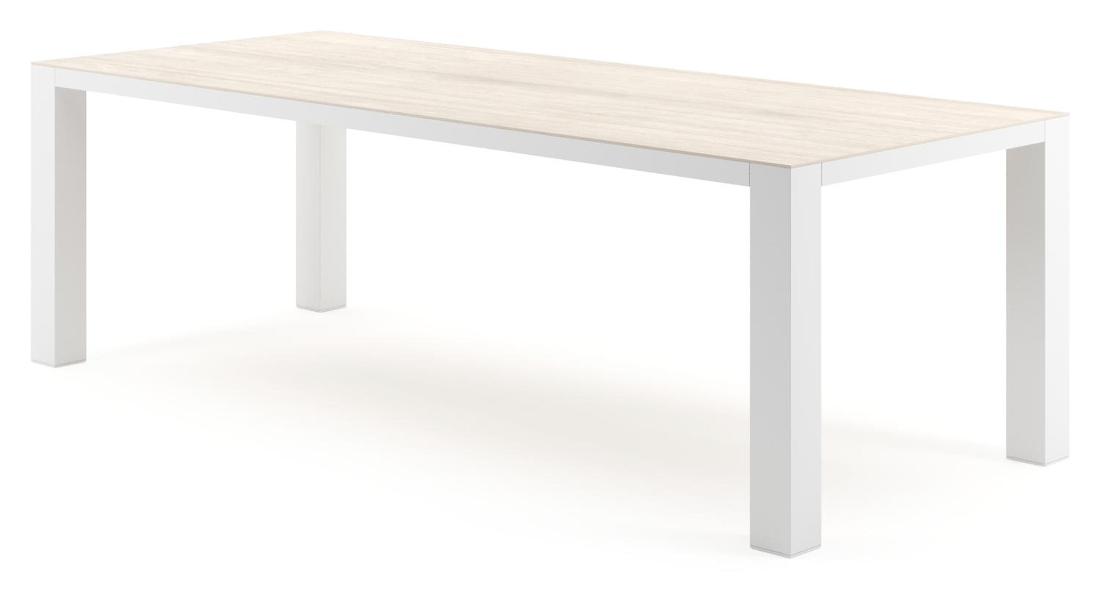 Nano tuintafel rechthoekig in wit aluminium en volkeramiek Travertino Bianco - L 240 x B 100 x H 75 cm