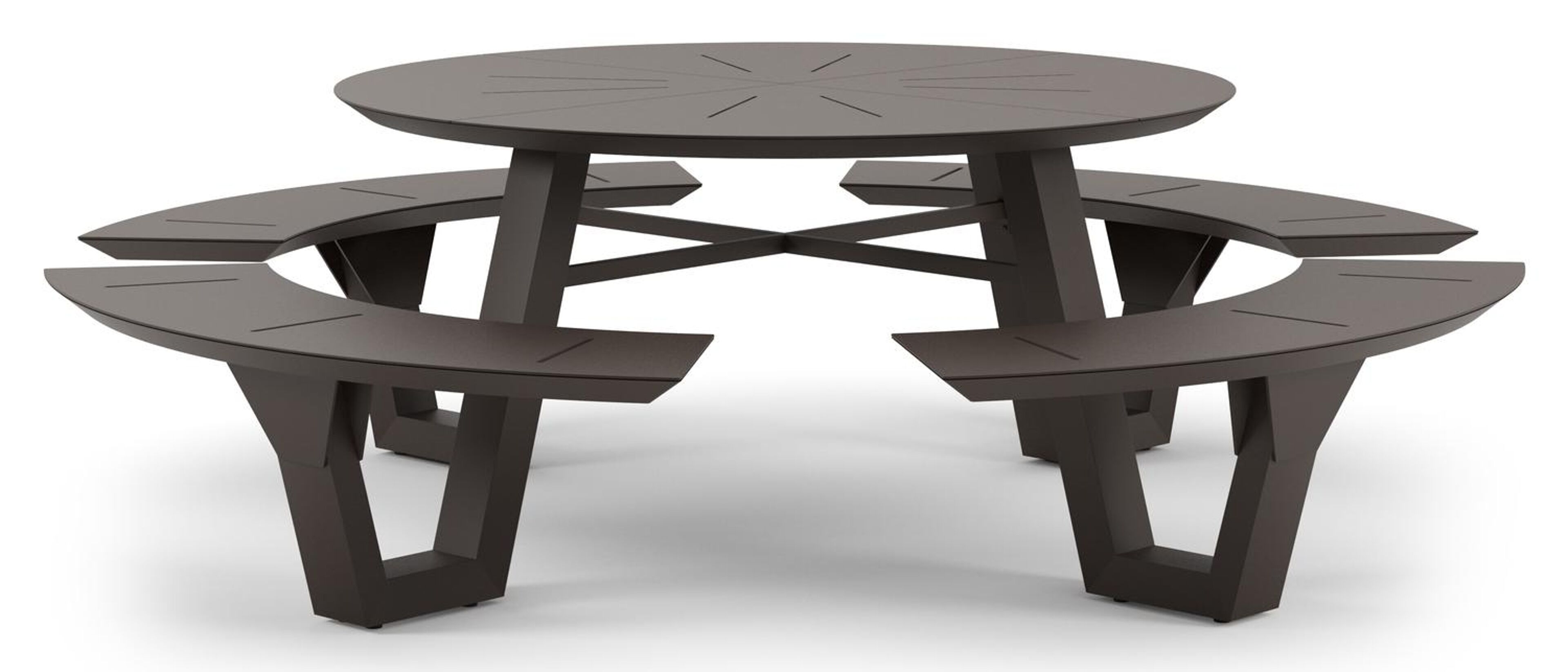 Rondino picknicktafel in donkerbruin aluminium - Dia. 236 x H 71.5 cm