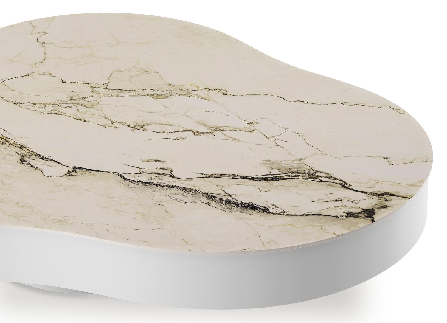 Lomano loungetafel in wit aluminium en volkeramiek Colorado Dunes - L 131 x B 108 x H 8 cm