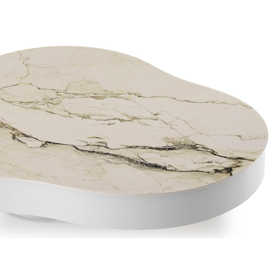 Lomano loungetafel in wit aluminium en volkeramiek Colorado Dunes - L 131 x B 108 x H 8 cm