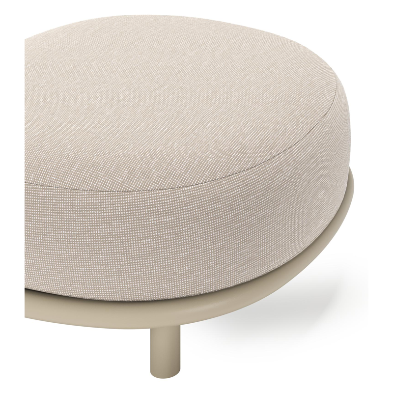 Pouf Lupino en aluminium beige et coussin en all weather sunbrella® luxe slow farafra