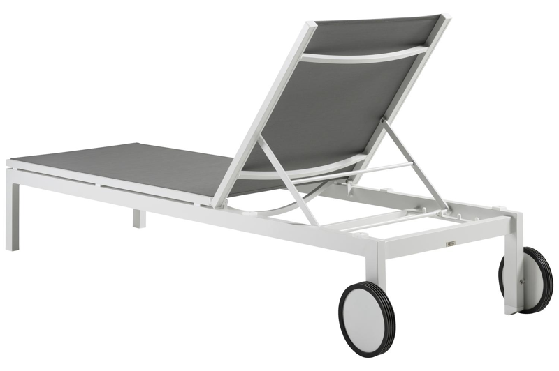 Caravelle verstelbaar ligbed in wit aluminium en grijs textilene