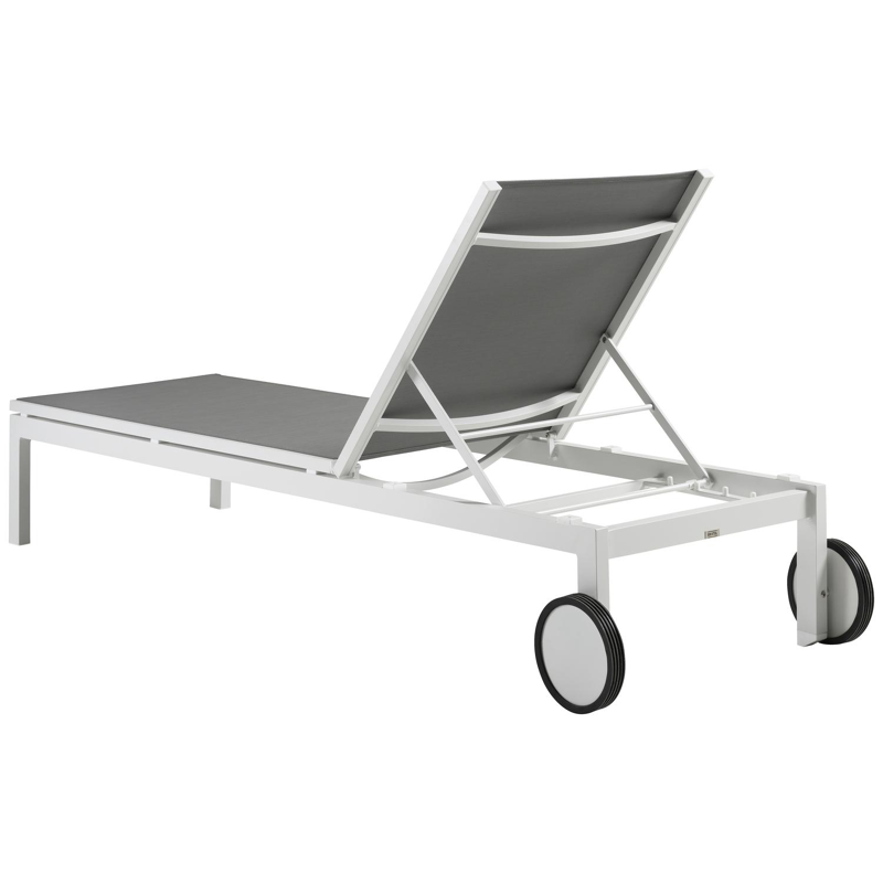 Caravelle verstelbaar ligbed in wit aluminium en grijs textilene