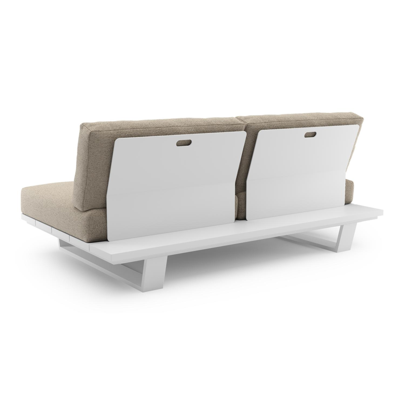 Pagino loungebank in wit aluminium met marbella beige all weather cosytica kussen