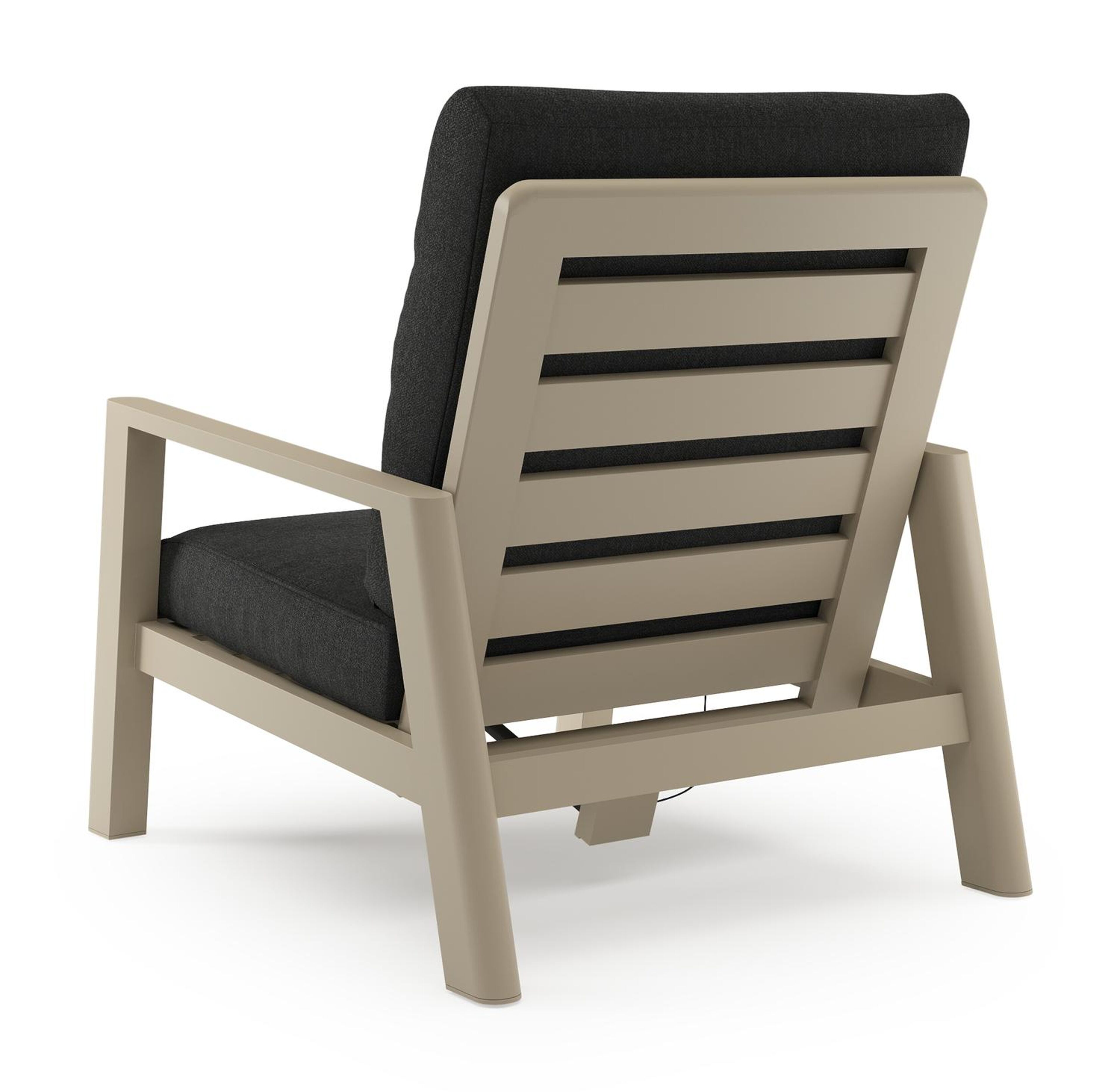 Cirello loungestoel 1-zit in beige aluminium met chartres sooty all weather sunbrella® luxe kussen