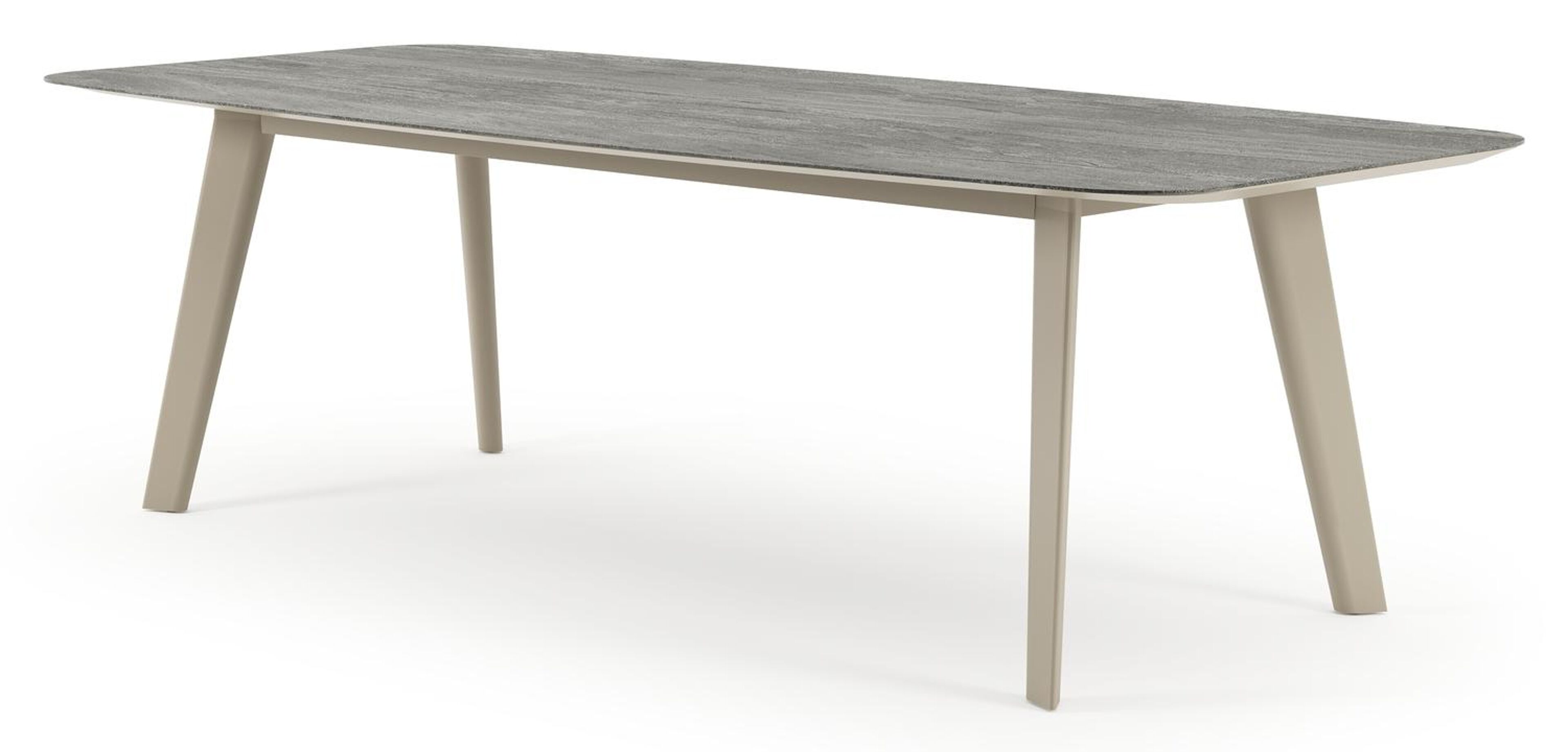 Lacrima tuintafel bootvorm in beige aluminium en volkeramiek Aspen Grey - L 255 x B 115 x H 74 cm