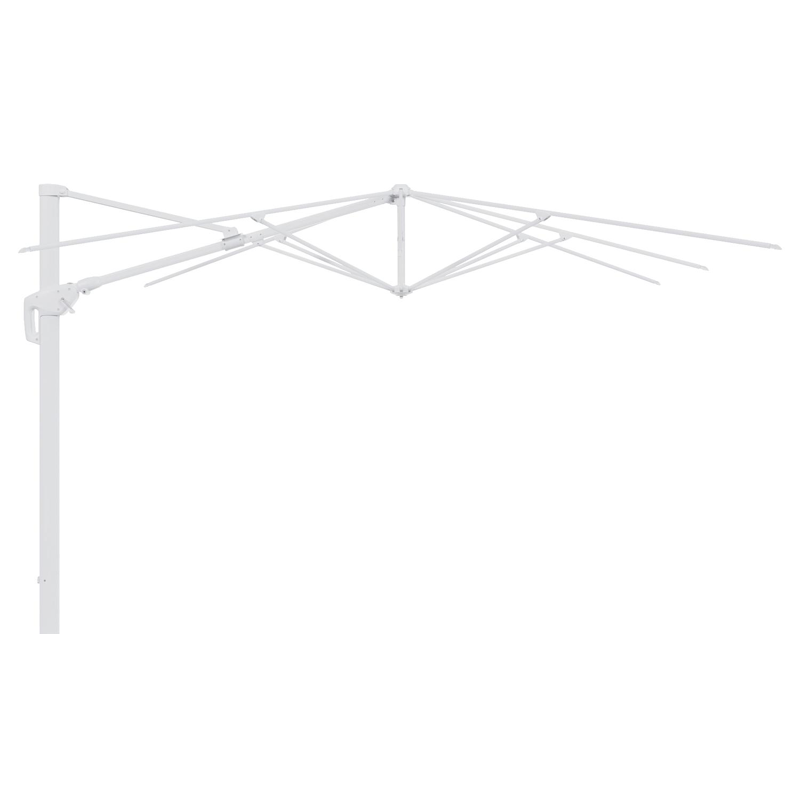Parasol pendant Minore avec fonction tilt en aluminium blanc et toile de parasol en All Weather Sunbrella® Luxe Chartres Pewter  - Lg.1: 280 x Lg.2: 370 cm (sans pied de parasol