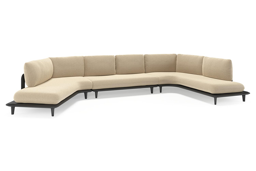 Boogvormige chaise longue rechts + 2-zit + chaise longue