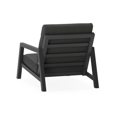 Zen'so loungestoel 1-zit in zwart aluminium met chartres sooty all weather sunbrella® luxe kussen