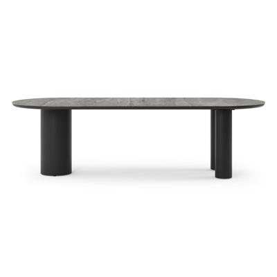 Organo tuintafel ovaal in zwart aluminium en volkeramiek  aspen grey - L 260 x B 100 x H 74 cm