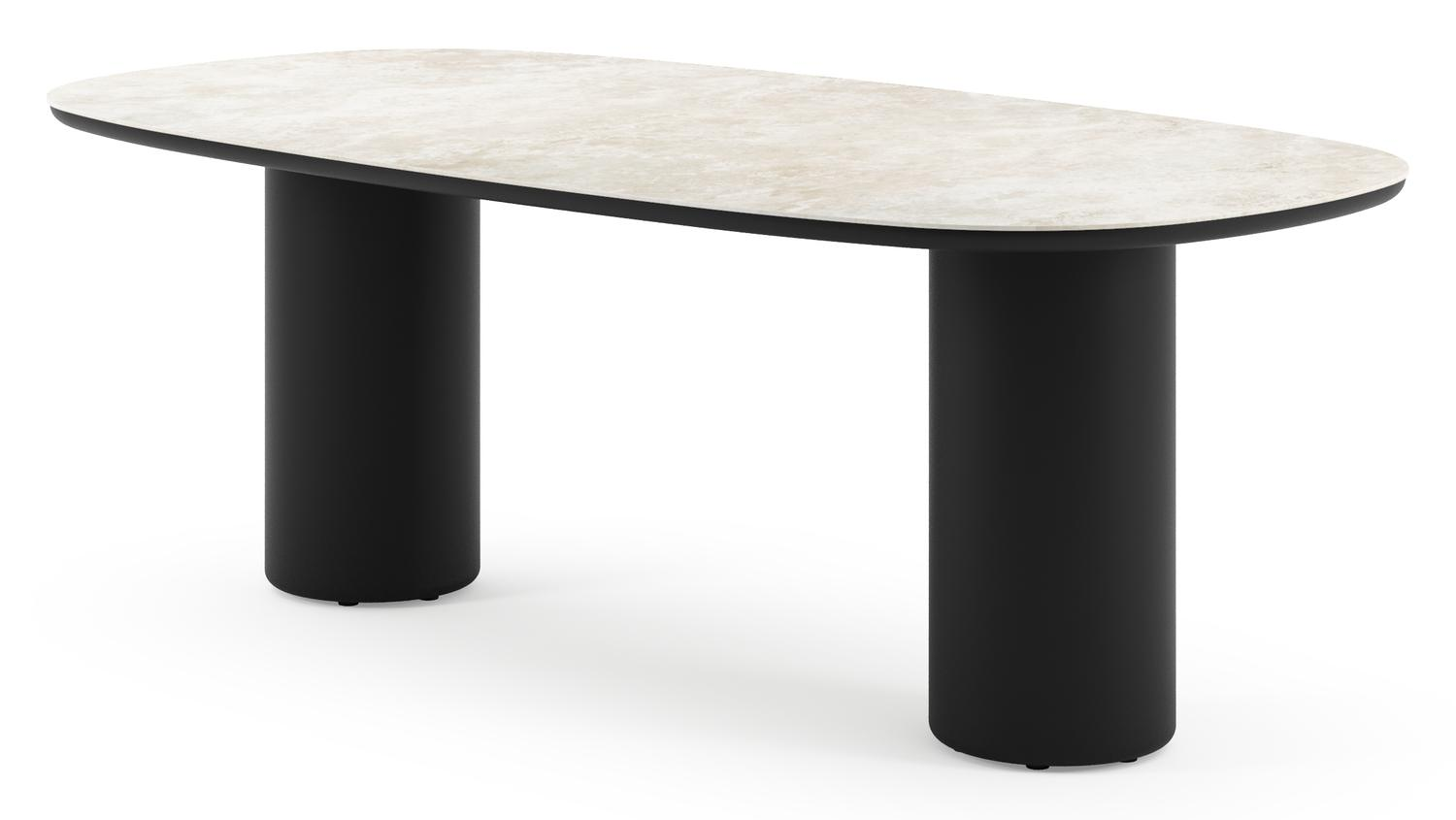 Amico tuintafel bombo in zwart aluminium en volkeramiek Rapolano - L 210 x B 110 x H 73.5 cm