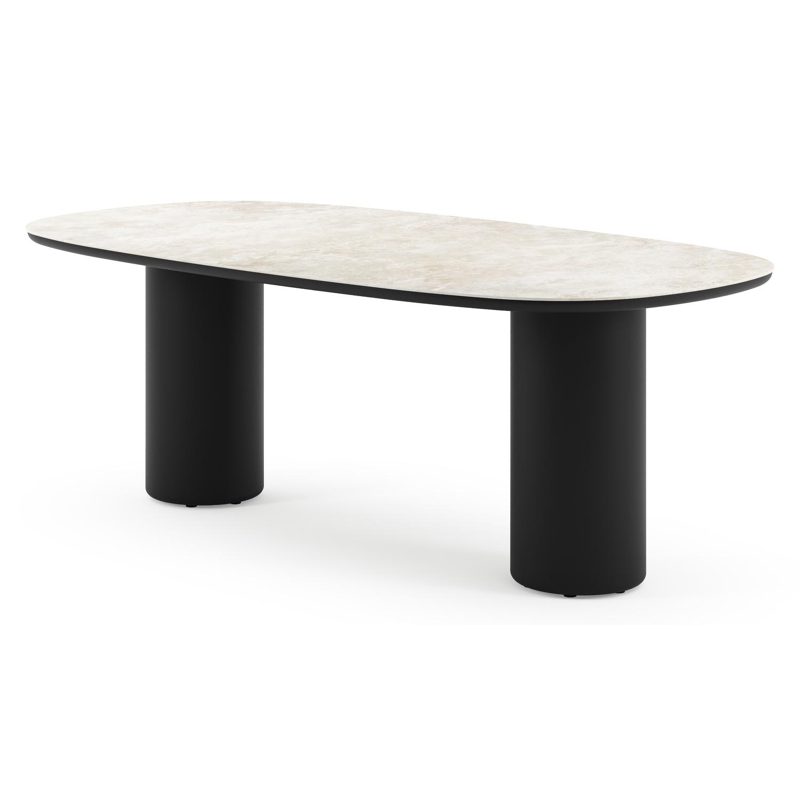 Amico tuintafel bombo in zwart aluminium en volkeramiek Rapolano - L 210 x B 110 x H 73.5 cm