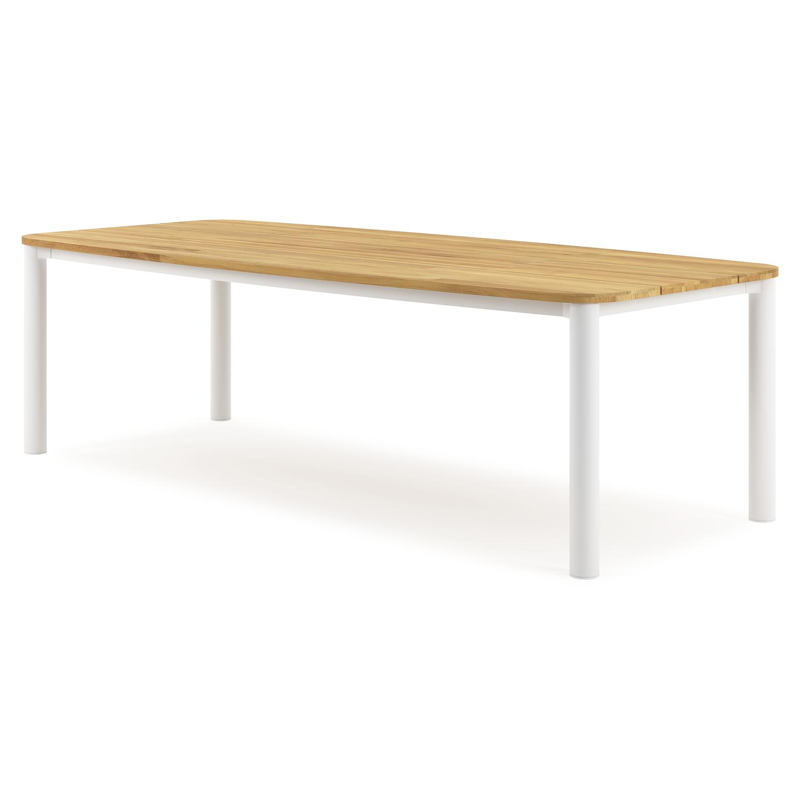 Orso tuintafel bootvorm in wit aluminium en teak - L 255 x B 115 x H 75 cm
