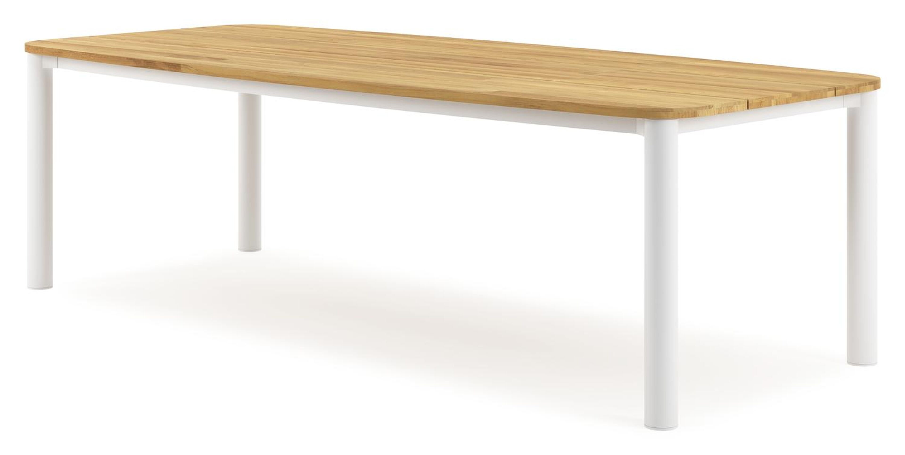 Orso tuintafel bootvorm in wit aluminium en teak - L 255 x B 115 x H 75 cm