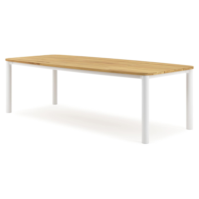 Orso tuintafel bootvorm in wit aluminium en teak - L 255 x B 115 x H 75 cm