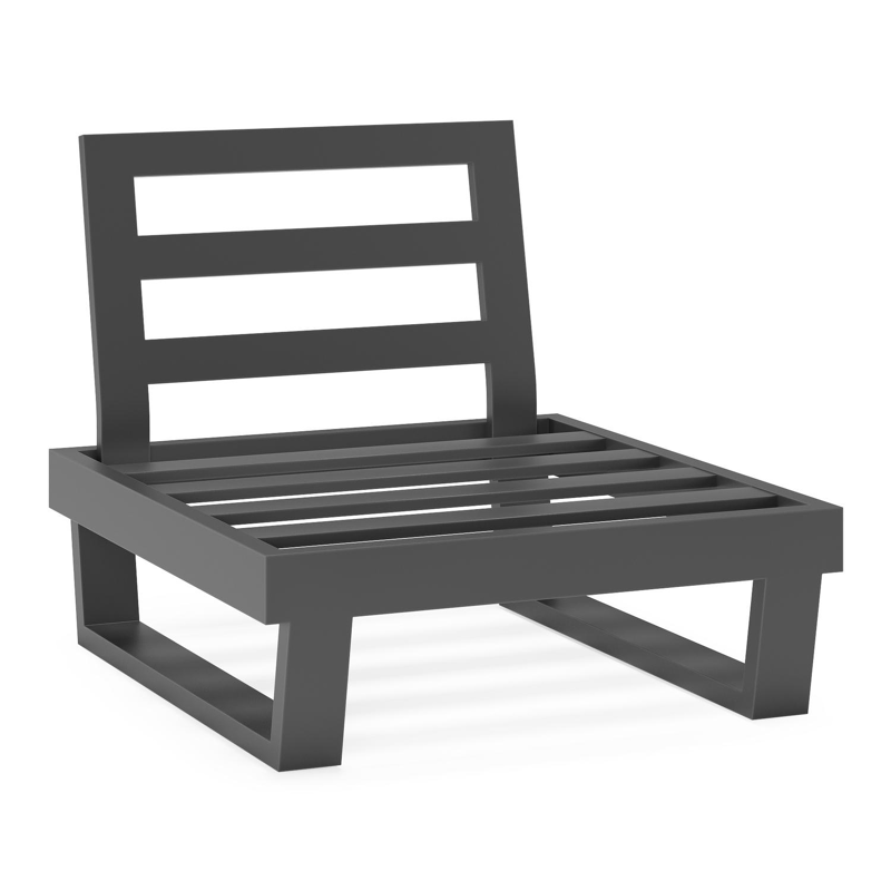 Modica loungestoel in zwart aluminium met sky black weather+ softtouch kussens