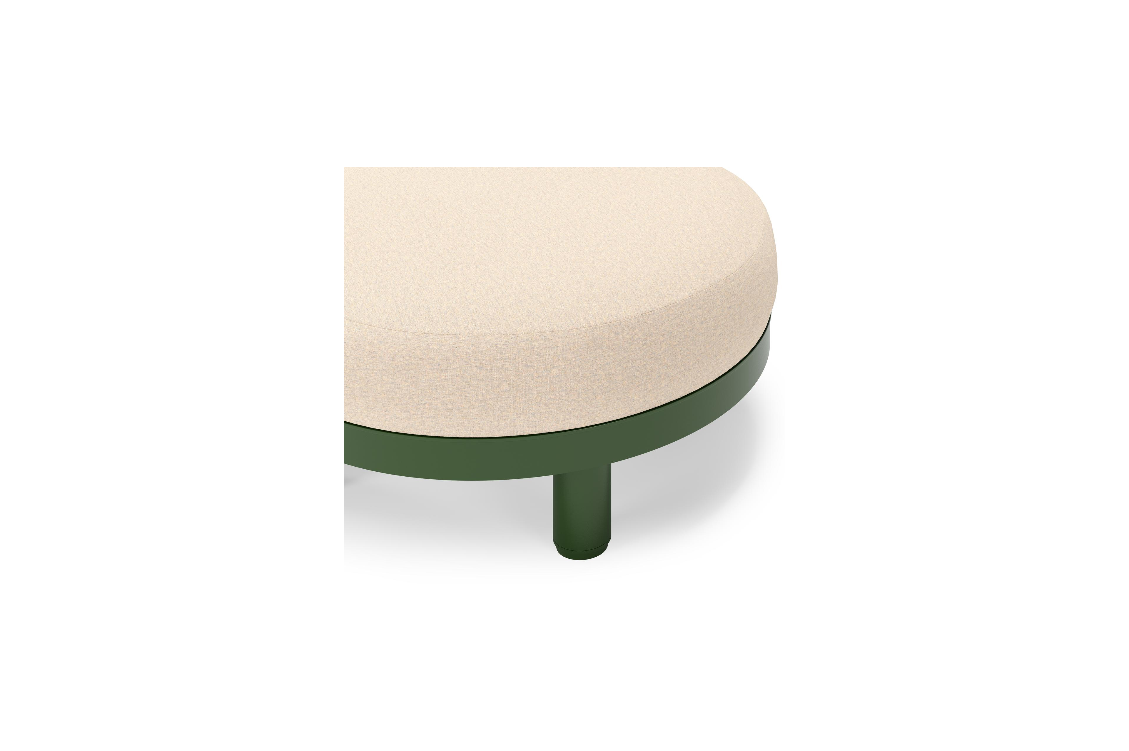 Donato lounge poef in groen aluminium met all weather sunbrella® luxe Heritage Papyrus kussen